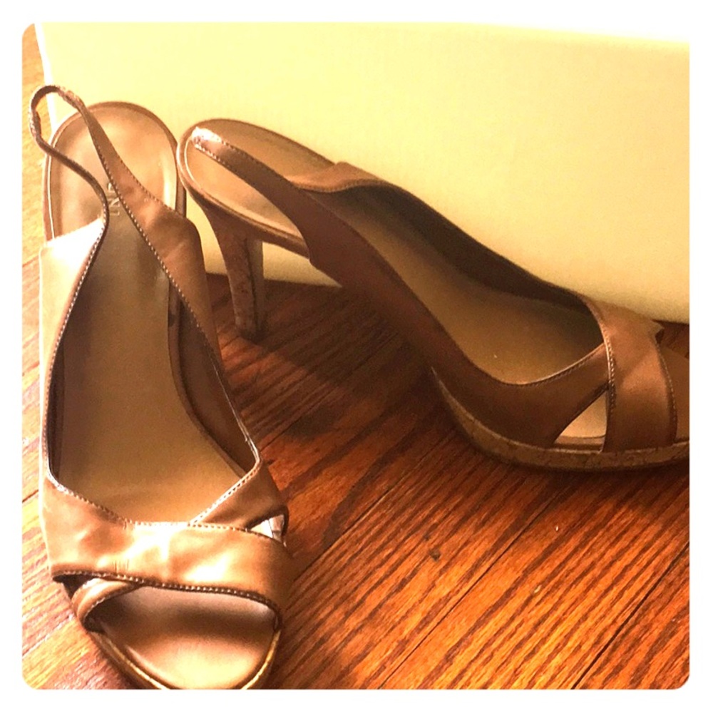🌟Cute🌟 Women’s 11 peep toe sling back heels Tan